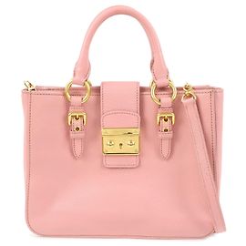 Borsa a mano e a tracolla 2Way in pelle Madras con logo MIU MIU Rosa RN0799