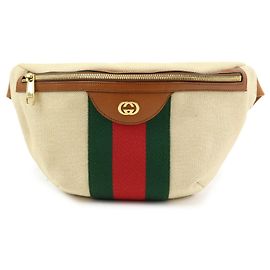 Borsa vita GUCCI Sherry Interlocking G Canvas Leather Beige 575082