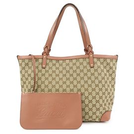 Borsa Tote e Borsa a Tracolla GUCCI in Tela GG e Pelle Beige Rosa 247209