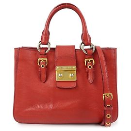 Borsa 2Way MIU MIU in pelle Madras Borsa a mano Borsa a tracolla Rossa