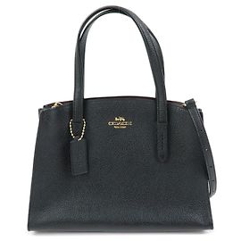 COACH Charlie Carryall 28 Leder 2Way Schultertasche Handtasche Schwarz