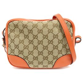 Borsa a spalla GUCCI GG Canvas Leather Beige Arancione 449413