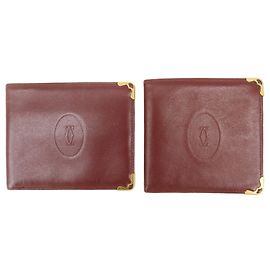 Cartier Must de Cartier Set de 2 Billeteras Compactas de Cuero Bordeaux