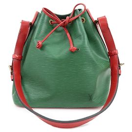 Borsa a tracolla Louis Vuitton Epi Petit Noe Green Red M44147