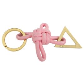 BOTTEGA VENETA Leather Metal Bag Charm Key Chain Gold Pink