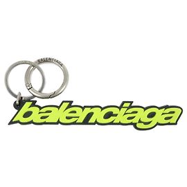 BALENCIAGA Portachiavi Logo in Gomma Verde