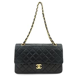 Borsa a tracolla con catena CHANEL Matelasse 25 Double Flap Nera A01112