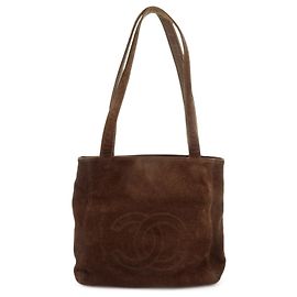Bolso Tote y Bolso de Hombro CHANEL COCO Mark de gamuza Marrón