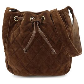 CHANEL Borsa a spalla Matelassé in pelle scamosciata Borsa a tracolla Brown