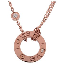 Collana Cartier Love Circle 2P Diamanti K18 750PG Oro Rosa