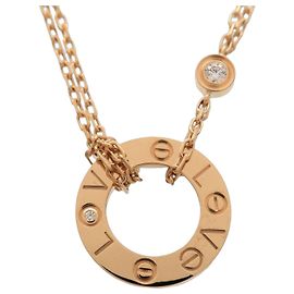 Collana Cartier Love Circle 2P Diamanti K18 750YG Oro Giallo