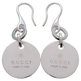 Orecchini GUCCI a gancio con piastra rotonda SV925 Silver