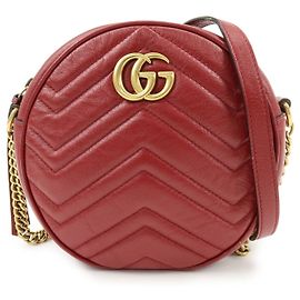 Borsa a tracolla con catena in pelle chevron GUCCI GG Marmont Heart 550154