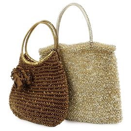 Autre Marque ANTEPRIMA Conjunto de 2 malas de mão em PVC Wire Bag Tote Bag Castanho Dourado