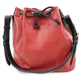 Louis Vuitton Epi Petit Noe Shoulder Bag Noir Castilian Red M44172