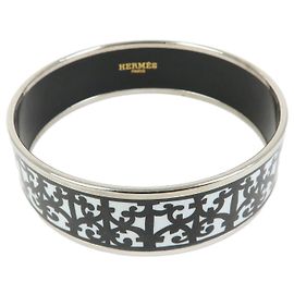 Hermès HERMES Email GM Bracciale Rigido Guadalquivir Placcato Argento Bianco Nero
