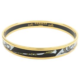Hermès HERMES Email PM Bracelet Bangle Black Gold