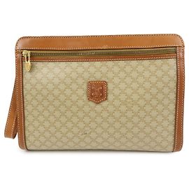 Céline Pochette CELINE Macadam in PVC e pelle Beige Brown