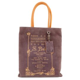 Bulgari BVLGARI Collezione Borsa a Spalla Tote in Pelle Scamosciata Viola Arancione
