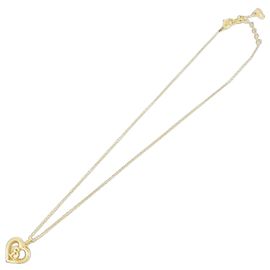 Christian Dior Logo Herzanhänger Metallkette Gold