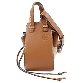 Borsa Mini 2Way LOEWE Anagram Hammock in pelle di vitello e cotone con coulisse