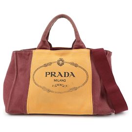 Borsa 2Way PRADA Logo Canapa Canvas Tote Bag Orange Purple B1877G
