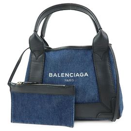 BALENCIAGA Borsa 2Way Baby Cabas Denim Borsa a Mano e a Tracolla Blu Nero
