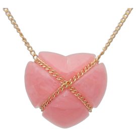 Collana Tiffany & Co Catena Croce Cuore K18 750YG Rhodochrosite