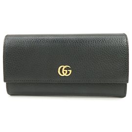 GUCCI GG Marmont Carteira de Aba Longa em Couro Preta 456116