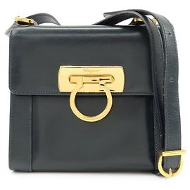 Salvatore Ferragamo Borsa a tracolla in pelle Ferragamo Gancini Navy