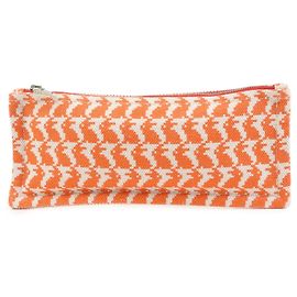 Hermès HERMES Ecole PM Pochette Piatta in Cotone Animaux Pixel Orange Red
