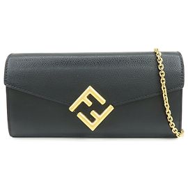 Portafoglio a catena in pelle FENDI WOC Black 8M0365