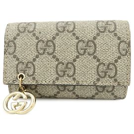 GUCCI Interlocking G GG Supreme Porta llaves 6 Anillos Beige 212111