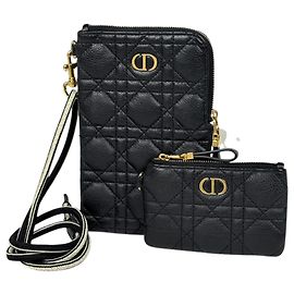 Christian Dior Caro Multifunktionsbeutel aus schwarzem Leder