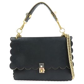 FENDI KAN I Borsa 2Way in pelle Borsa a tracolla Borsa a mano Nera 8BT283