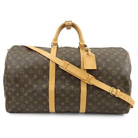 Louis Vuitton Monogram Keep All Bandouliere 55 Boston Bag Brown M41414