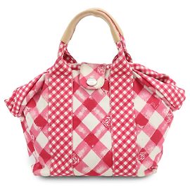 Bolso Tote CHANEL Cruise Line de lona y piel Gingham Rosa A49918