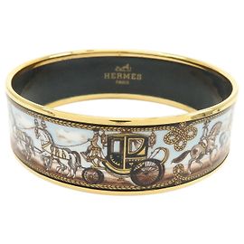 Hermès HERMES Email GM Brazalete de metal chapado en oro Gold Brown