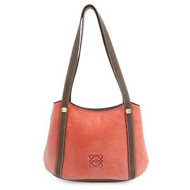 LOEWE Anagram Mini Borsa a Mano in Pelle Scamosciata Borsa Tote a Spalla Rossa