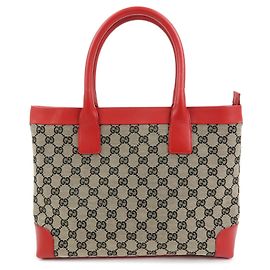 Borsa Tote GUCCI GG Canvas Leather Beige Rosso 002・1119