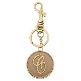 Chloé Portachiavi Chloe Logo in metallo e pelle Gold Beige