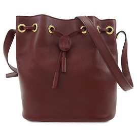 Borsa a tracolla in pelle con coulisse Must de Cartier Bordeaux