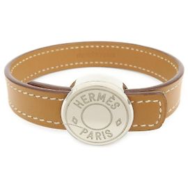 Hermès HERMES Serie Looping Pulsera de Cuero y Metal Brown Black Silver