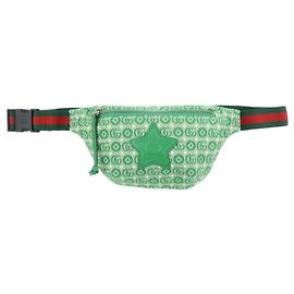 GUCCI Kinder-Gürteltasche aus Sherry Canvas und Leder Green 502095