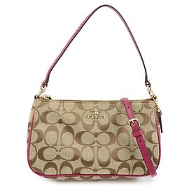 COACH Borsa a mano e a tracolla 2Way in pelle e tela Signature Beige Pink