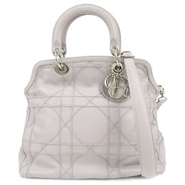 Christian Dior Granville Cannage Leather 2Way Hand Shoulder Bag Purple