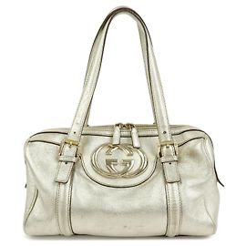 GUCCI Interlocking G Leder Mini Boston Bag Champagne Gold 170009