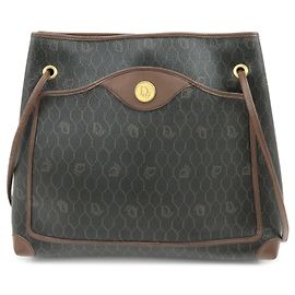 Borsa a tracolla Christian Dior in pelle PVC a nido d'ape Marrone Nero