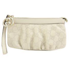 Pouch GUCCI in pelle Microguccissima con G intrecciate Ivory 212203