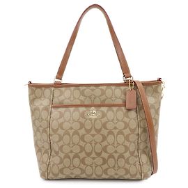 Borsa a tracolla e Tote 2Way COACH Signature PVC Leather Beige Brown